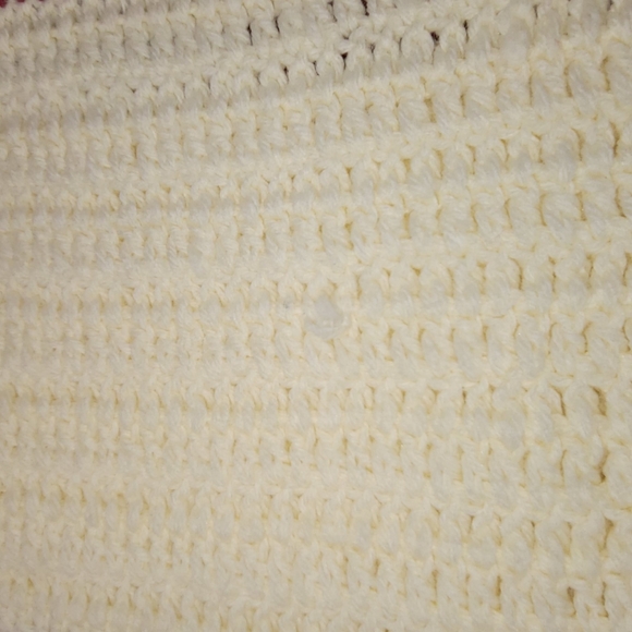 vintage Granny Square beige and redafghan crochet - Picture 3 of 4